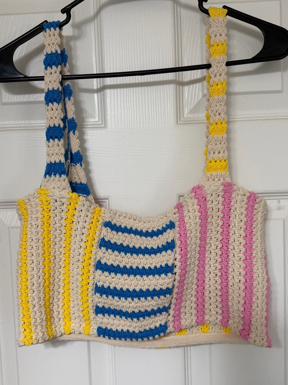 Zara Multi Colored Crochet Striped Knit Crop Top - Size M